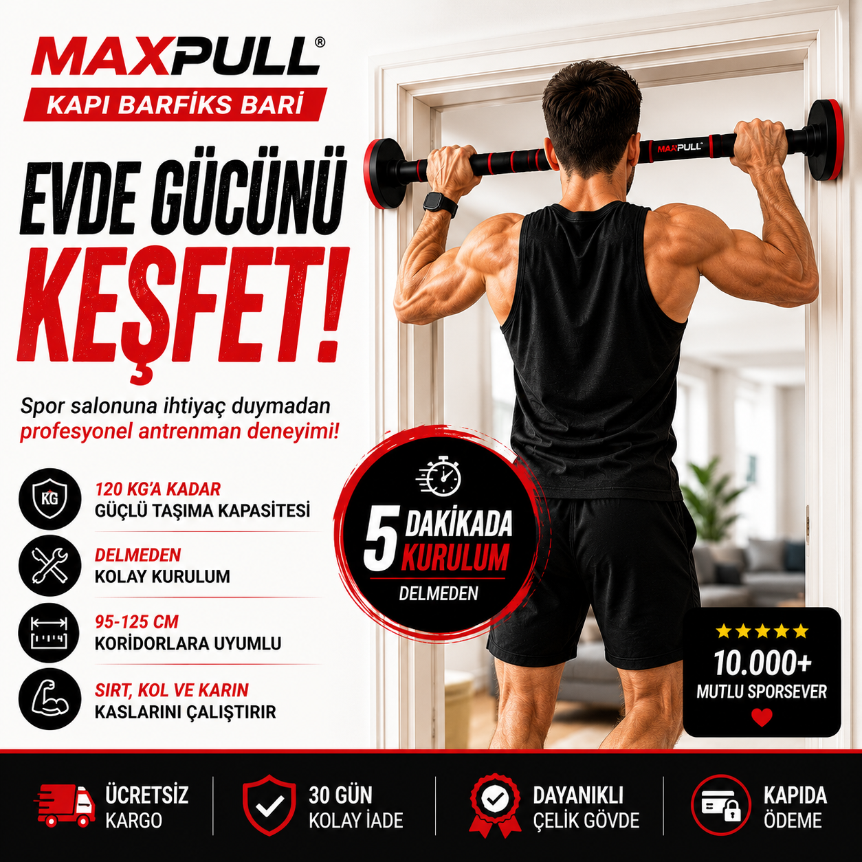 MaxPull™ Ayarlanabilir Koridor Barfiksi